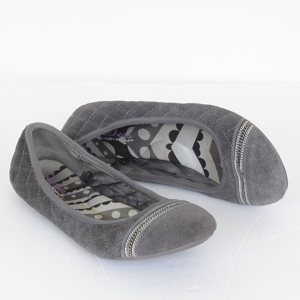 Skechers Quilted Leather Suede Memory Foam Ballet Flats Women's 7